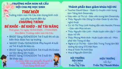 THƯ MỜI CHƯƠNG TRÌNH “BÉ KHOẺ - BÉ KHÉO - BÉ TÀI NĂNG”
